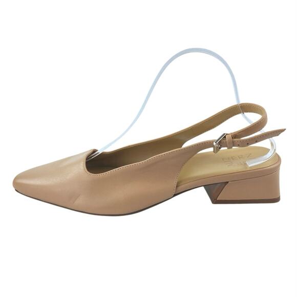 Naturalizer Lesley Women's Tan Nude Leather Pointed Toe Slingback Pumps Shoes 10 - Picture 1 of 5